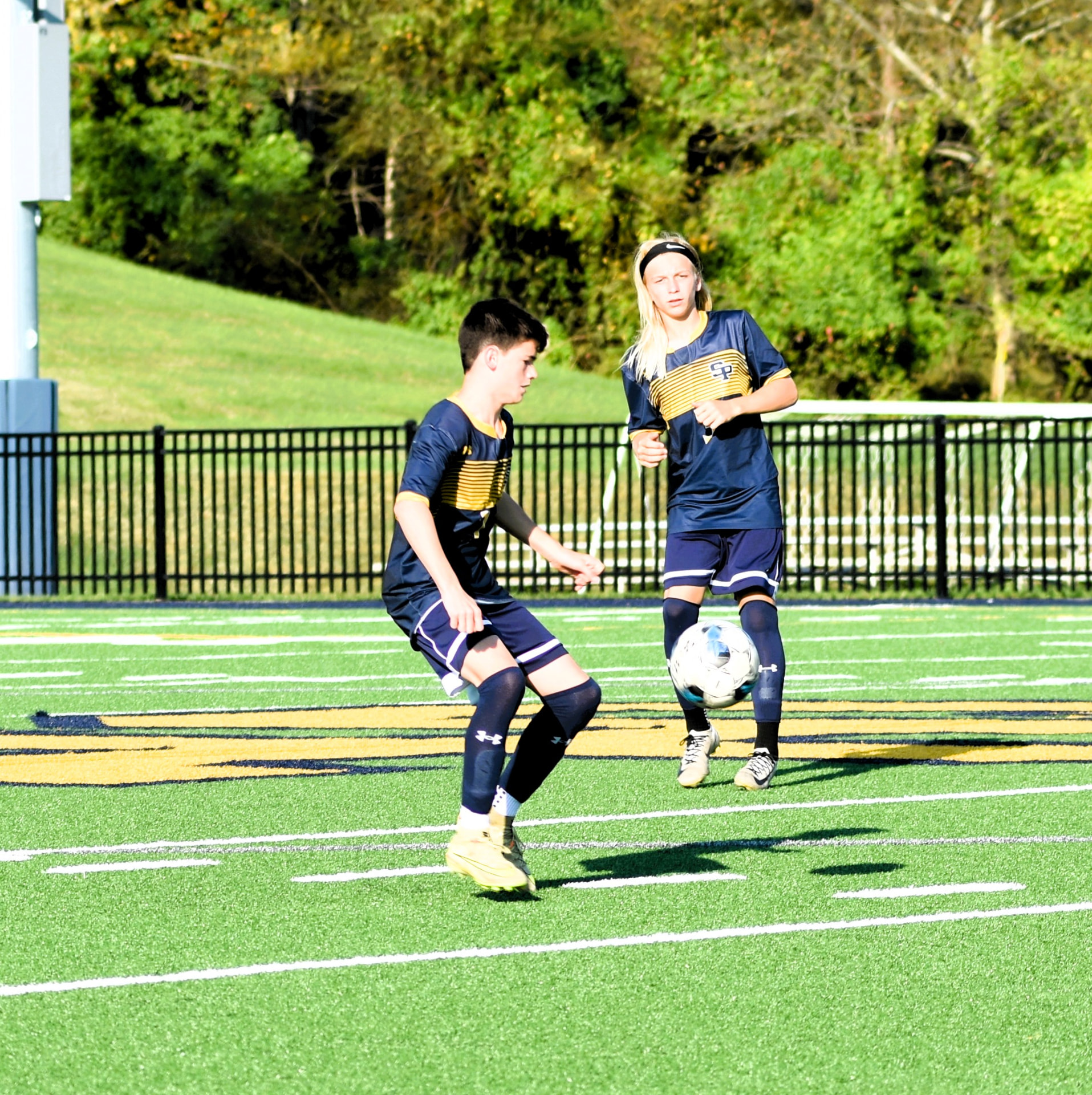 JV Crusaders soccer game action against BL