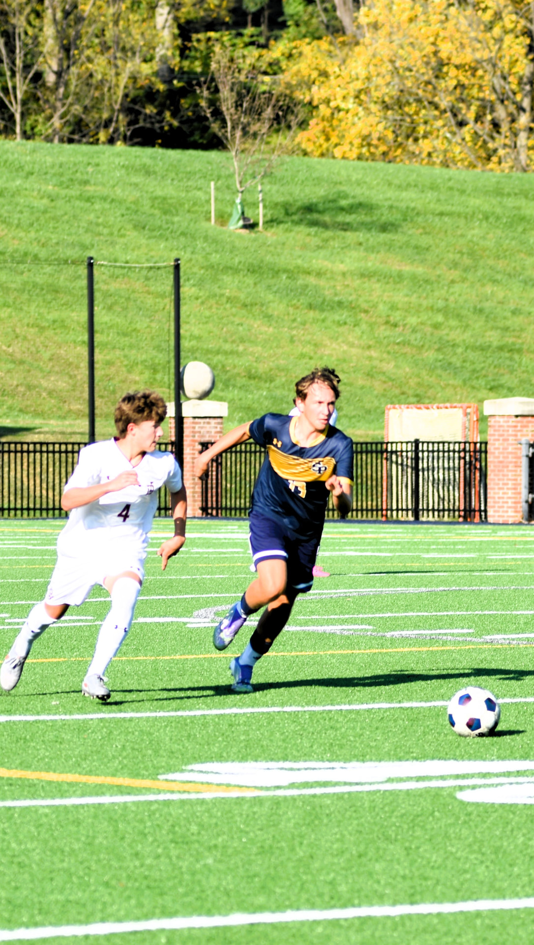 JV Crusaders soccer game action against BL