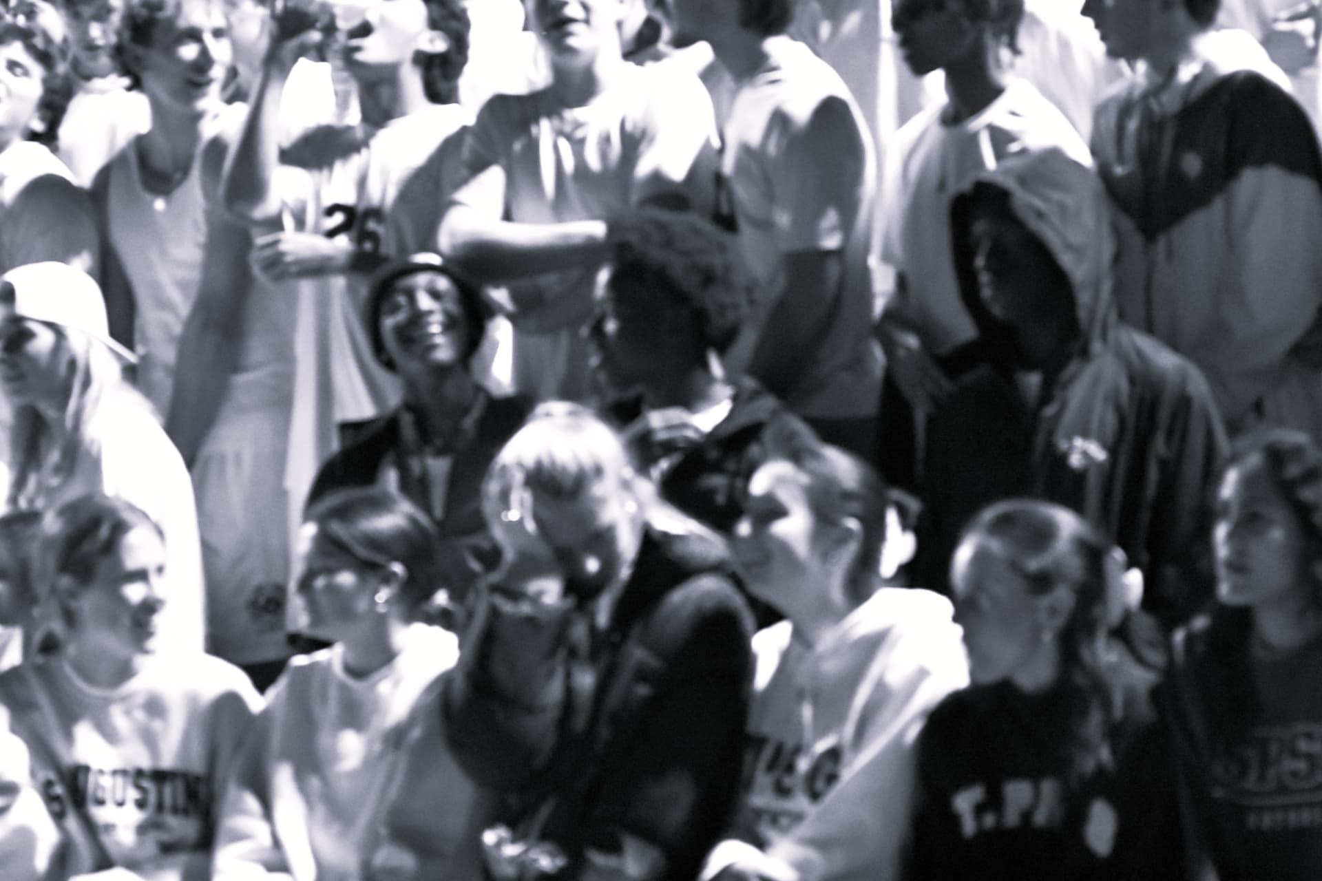 Student section in black and white
