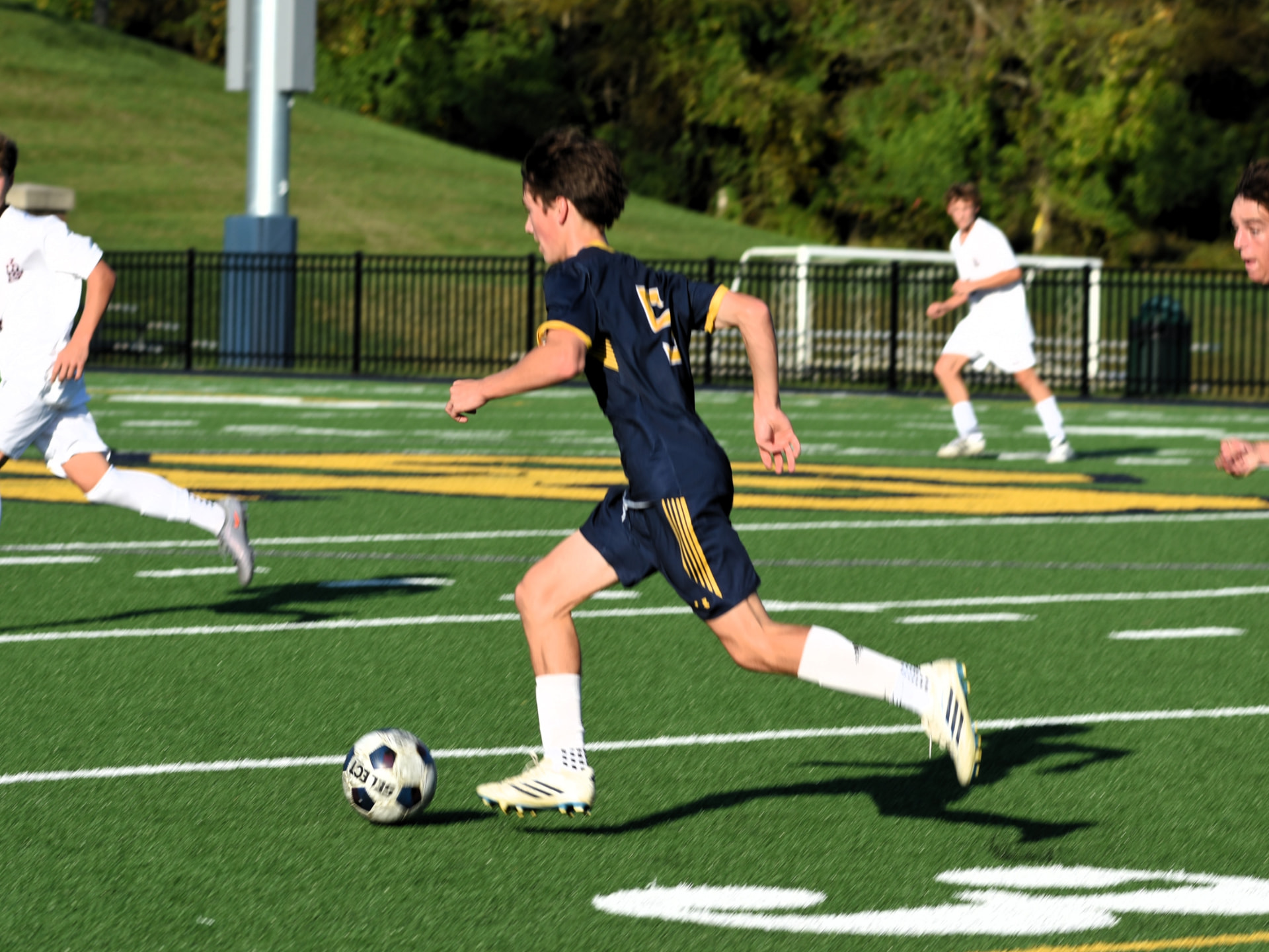 JV Crusaders soccer game action against BL