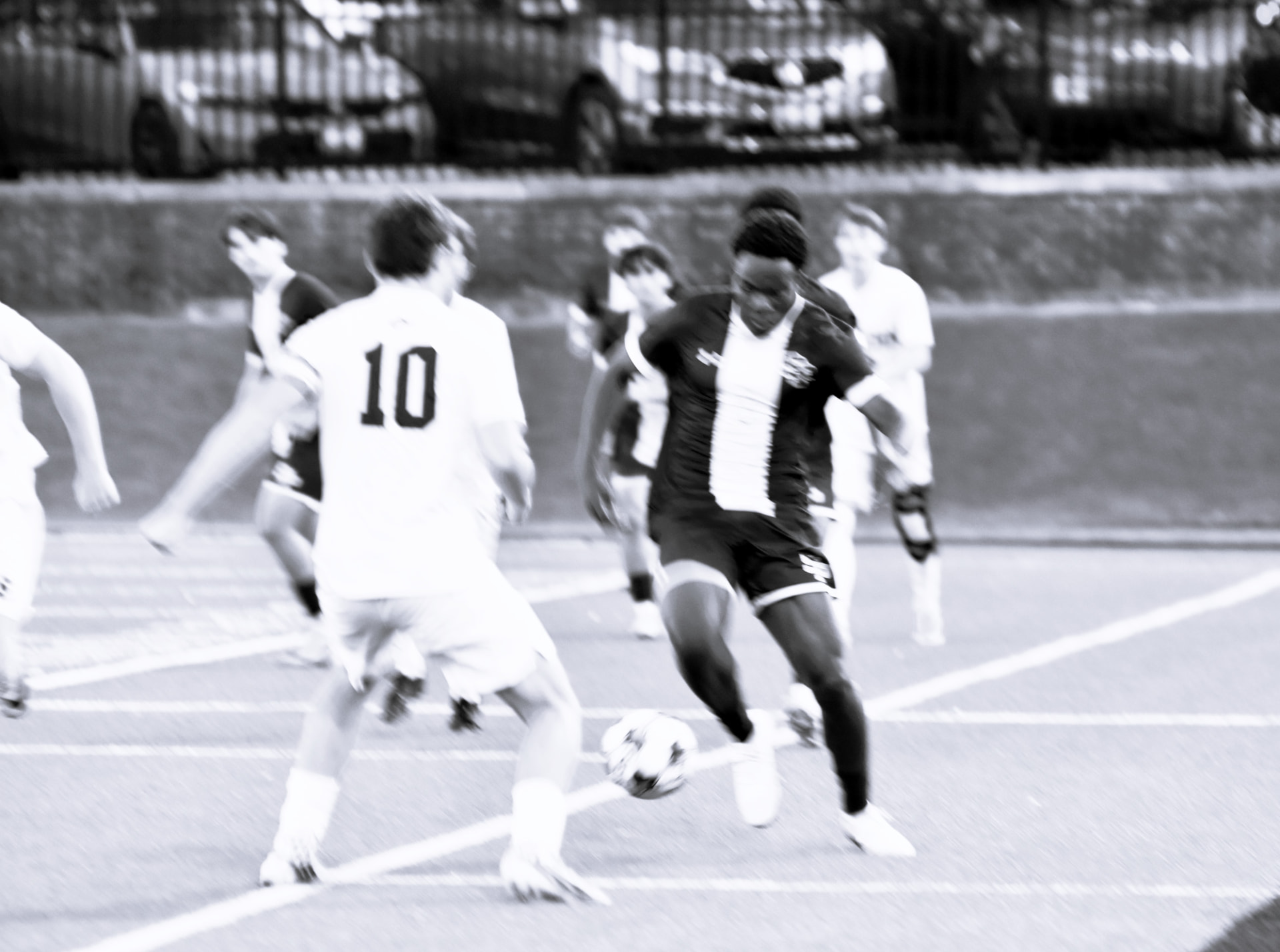 SP player faces Severn number 10 in black and white