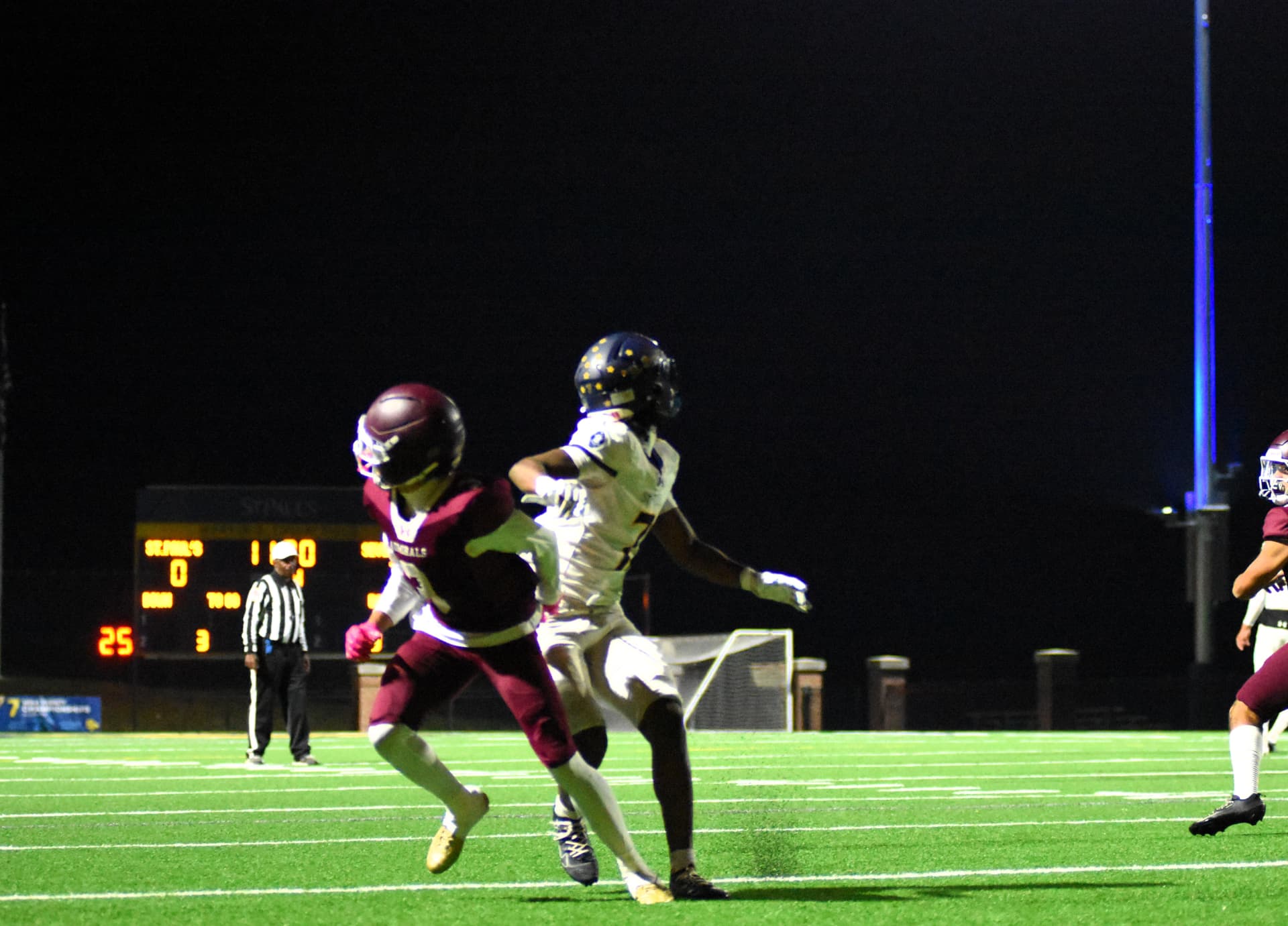 SP Football v. Severn action under the lights