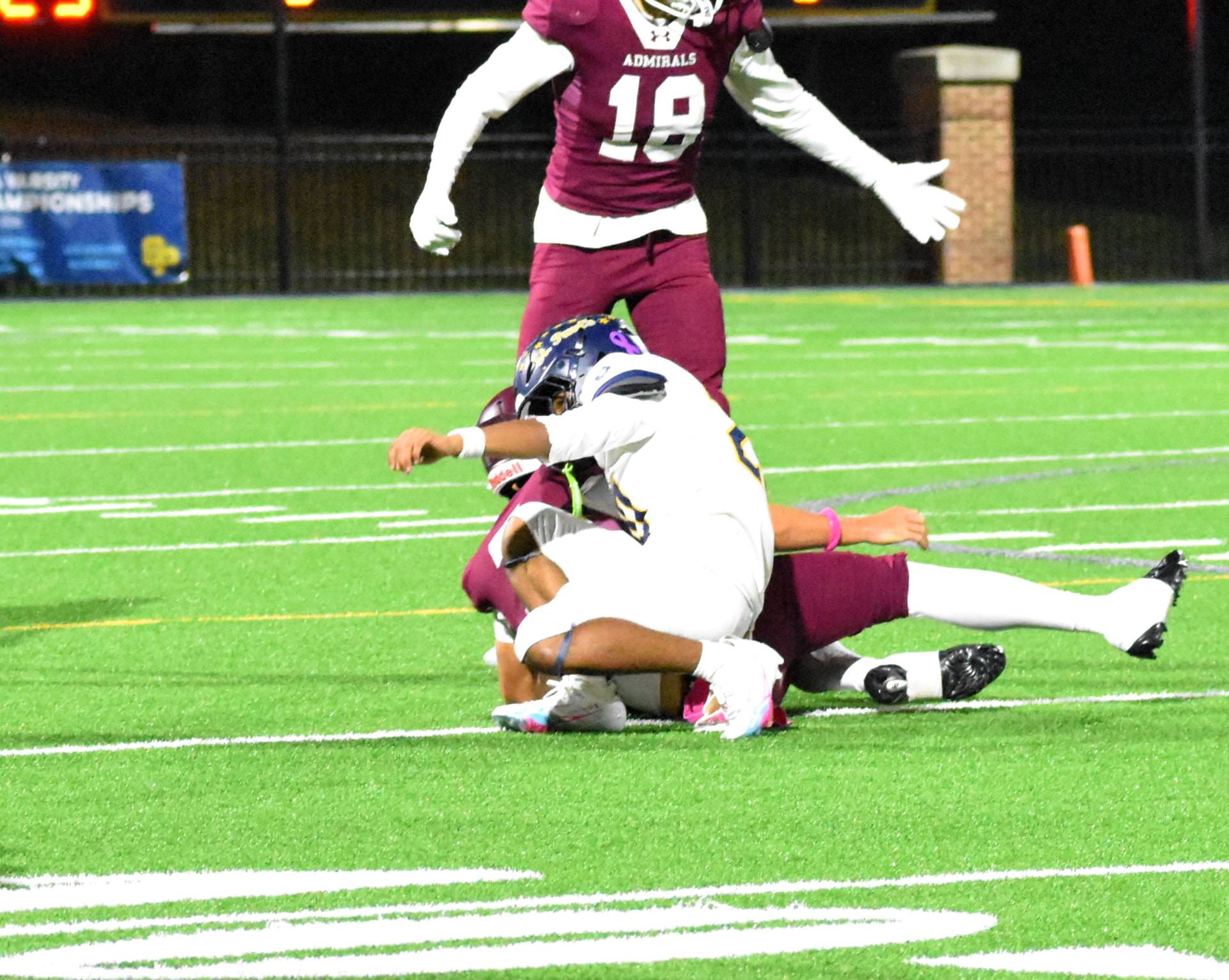 Crusaders bring down a Severn player
