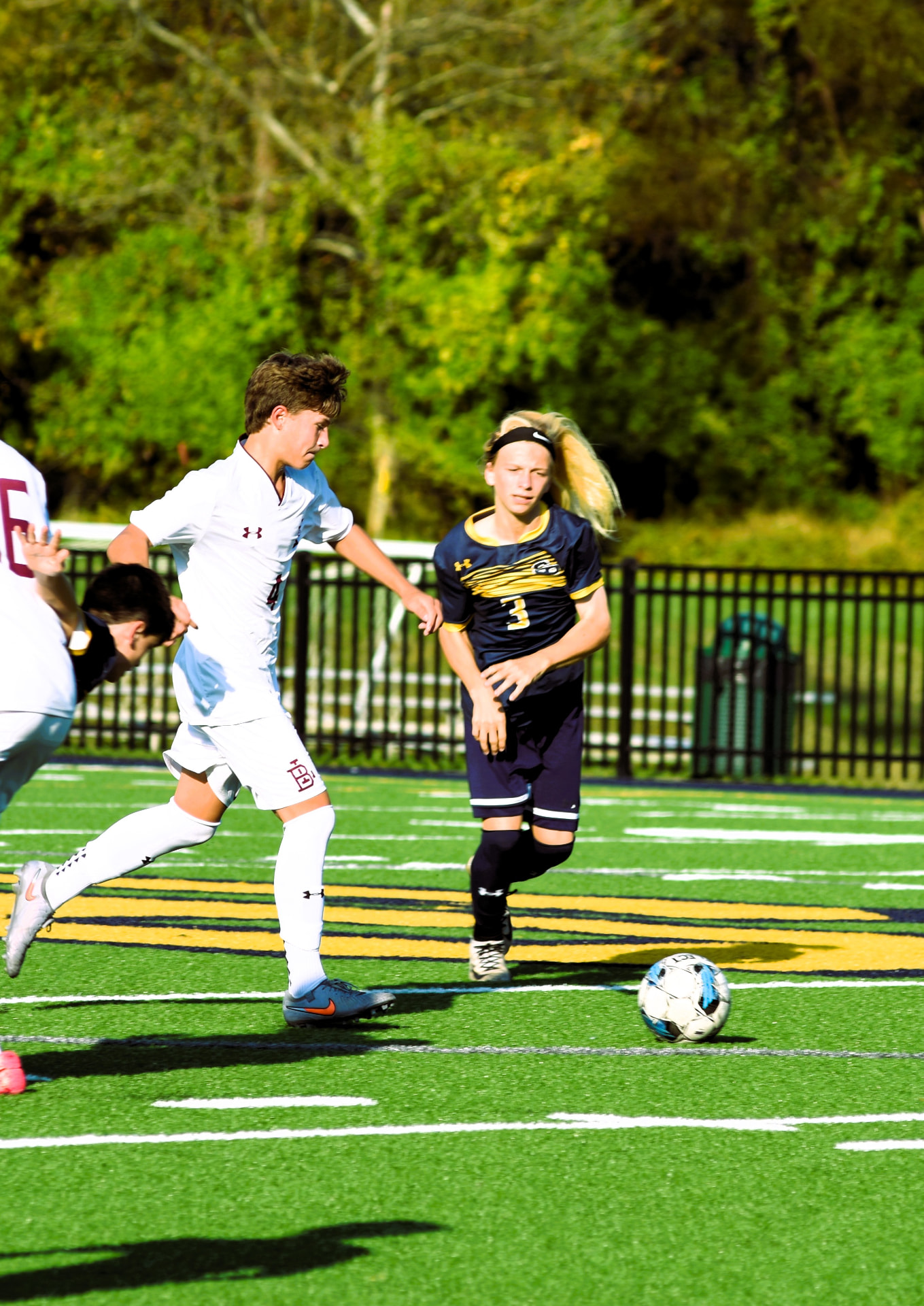 JV Crusaders soccer game action against BL
