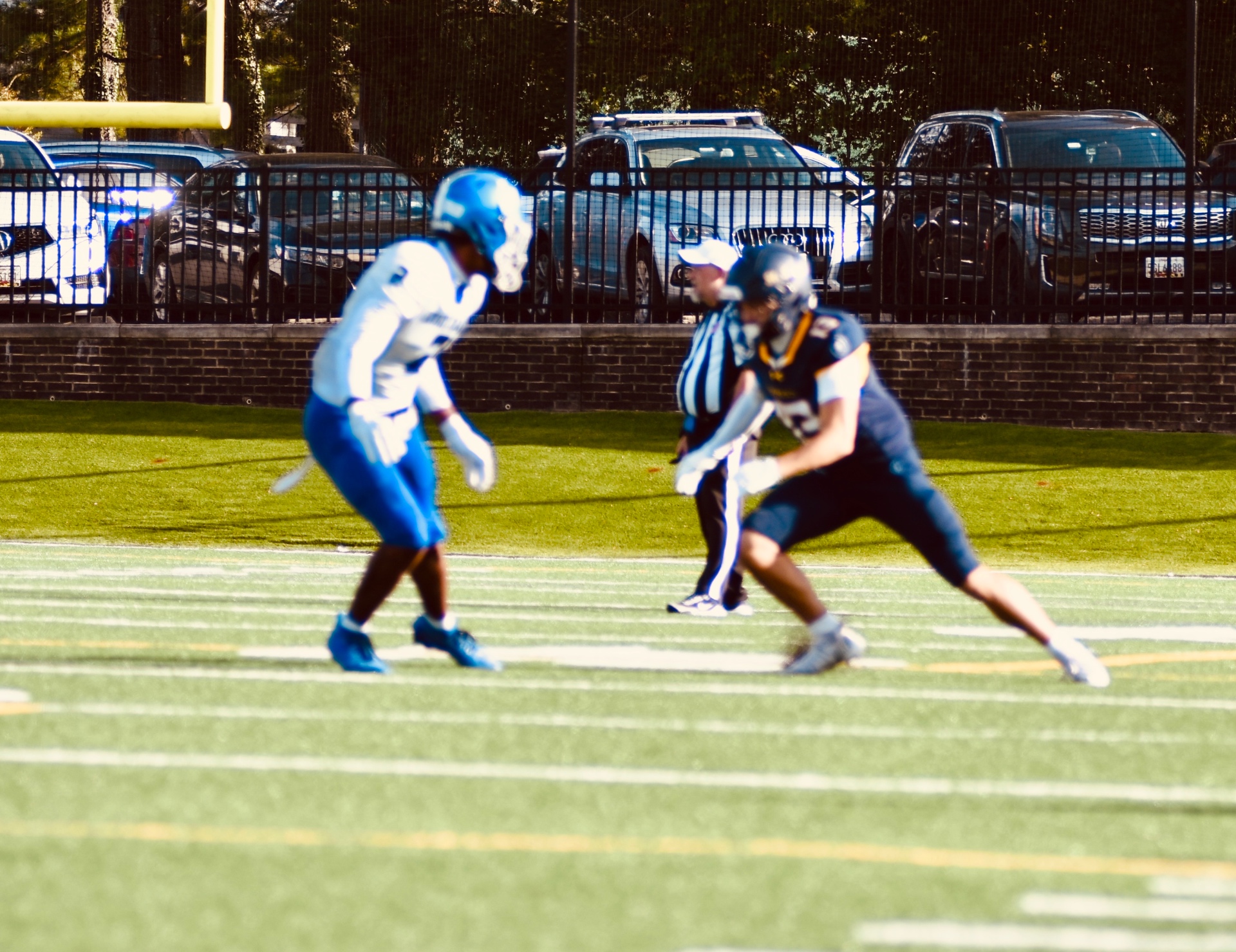 Receiver and defender at the snap